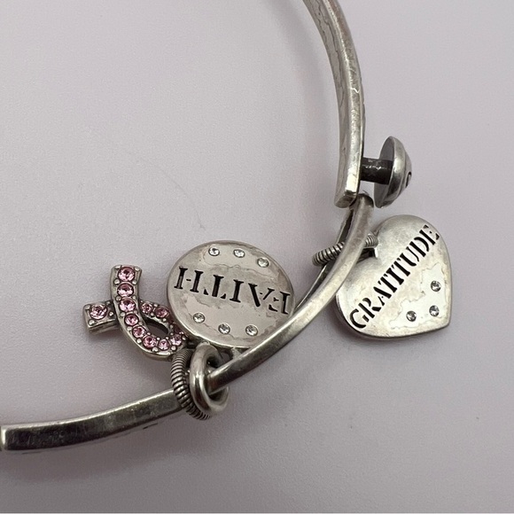 Brighton Power of Pink Ribbon Breast Cancer Gratitude Bangle Bracelet - Picture 10 of 16